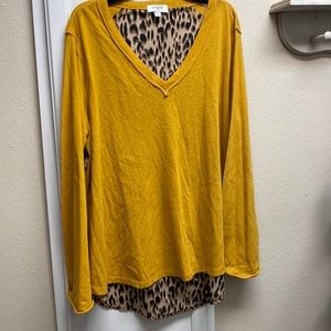 Mustard cheetah print blouse